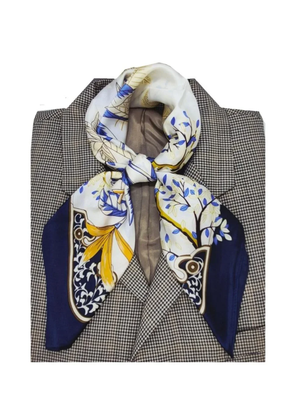 ✨Elegant Nautical Silky Square Scarf Bandana Luxury Scarf Blue Beige Luxury New✨